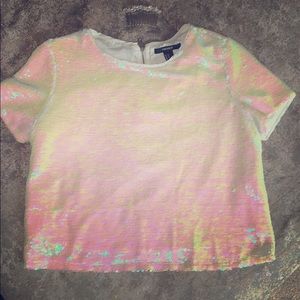 Forever 21 Iridescent Sequin Crop Top